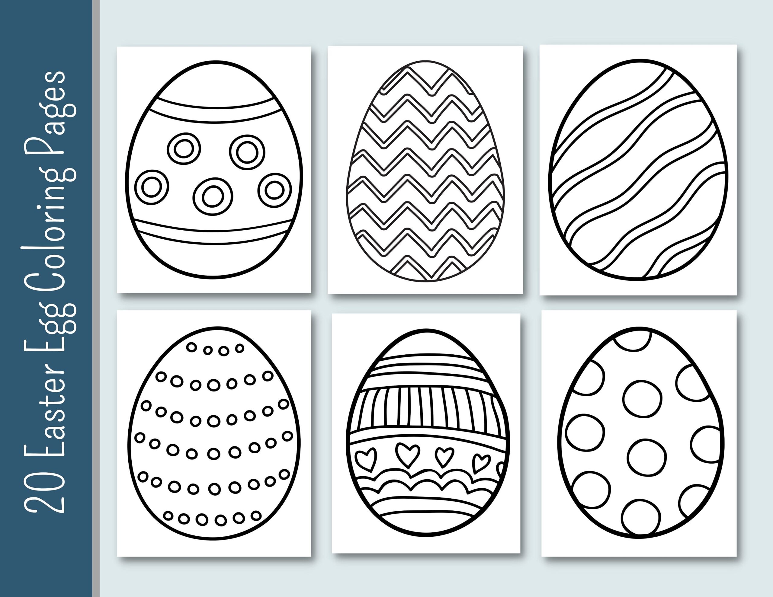 20 Easter Egg Coloring Pages Variety Coloring Printable Coloring Pages Easter Eggs Kindergarten Preschool Easter Spring Etsy 20 Easter Egg Coloring Pages Variety Coloring Printable Coloring Pages Easter Eggs Kindergarten Preschool Easter Spring Etsy