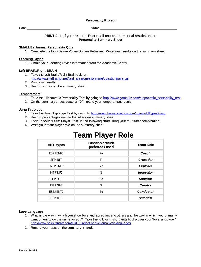 4 Animals Personality Test Focus On The Family Worksheets Library