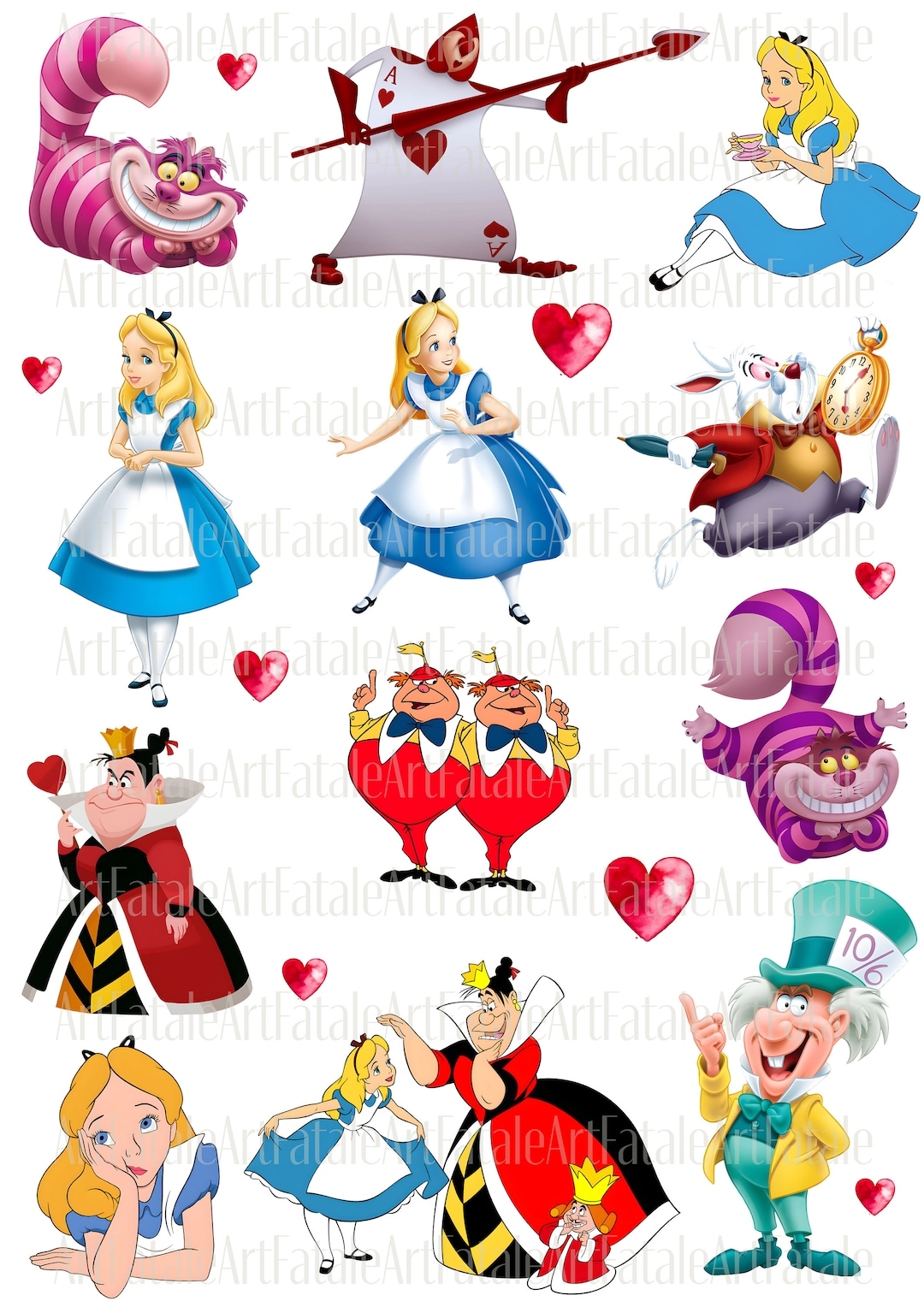 Alice In Wonderland Instant Download Separate Digital Image Decoupage Nursery Decor Baby Shower Junk Journal Cards Fussy Cut PNG Etsy