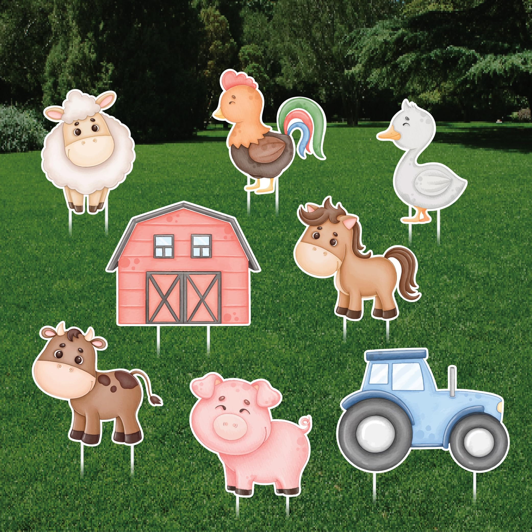 Amazon Farm Animal Party Yard Sign Cutouts Farm Animal Birthday Party Decorations Outdoor Props Barnyard Party Yard Signs With Metal Stakes VP3611 Patio Lawn Garden