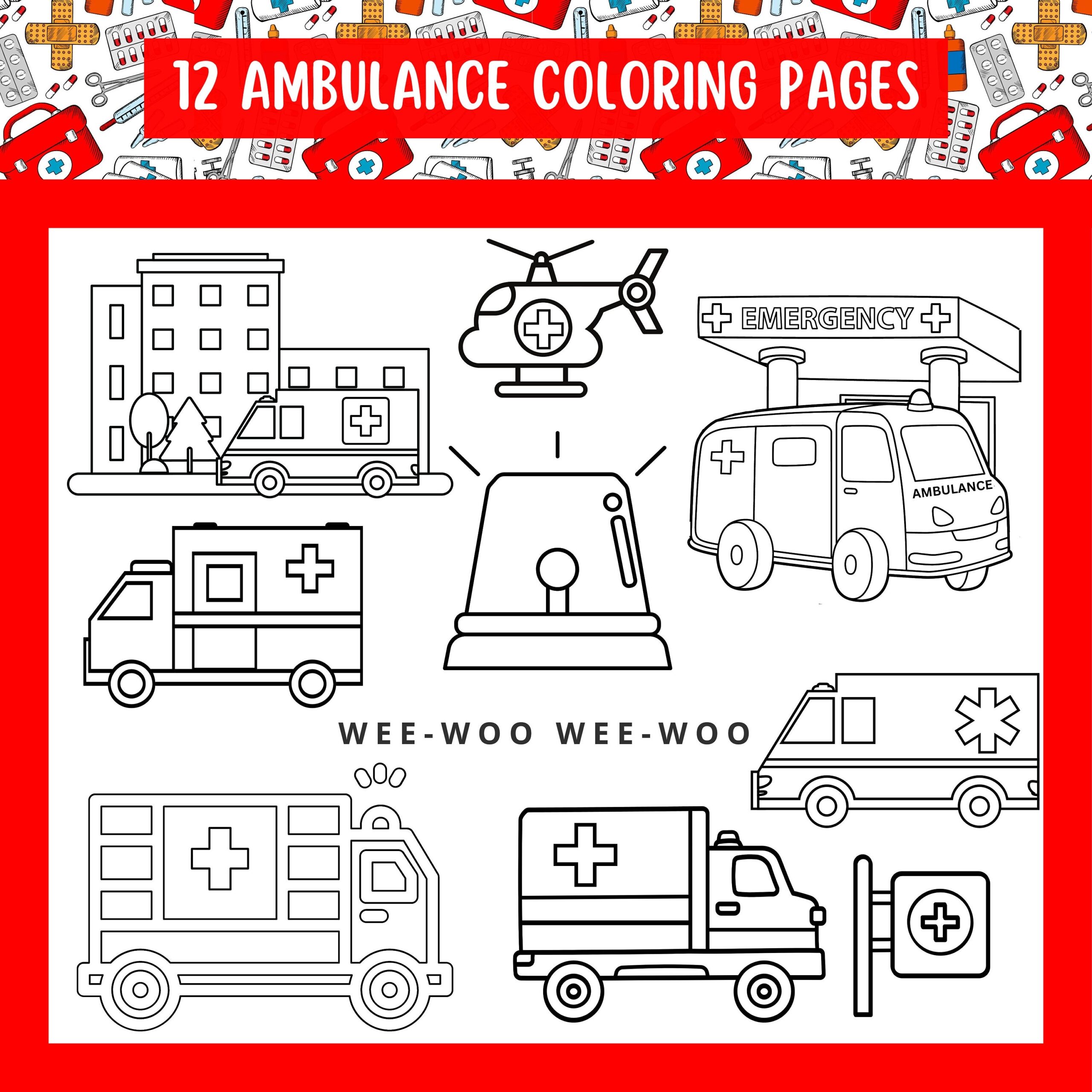 Ambulance Coloring Pages For Girls And Boys To Learn The Importance Of Emergency Vehicles 12 Cute Kids Color Sheets Printable Color Pages Etsy Ambulance Coloring Pages For Girls And Boys To Learn The Importance Of Emergency Vehicles 12 Cute Kids Color Sheets Printable Color Pages Etsy