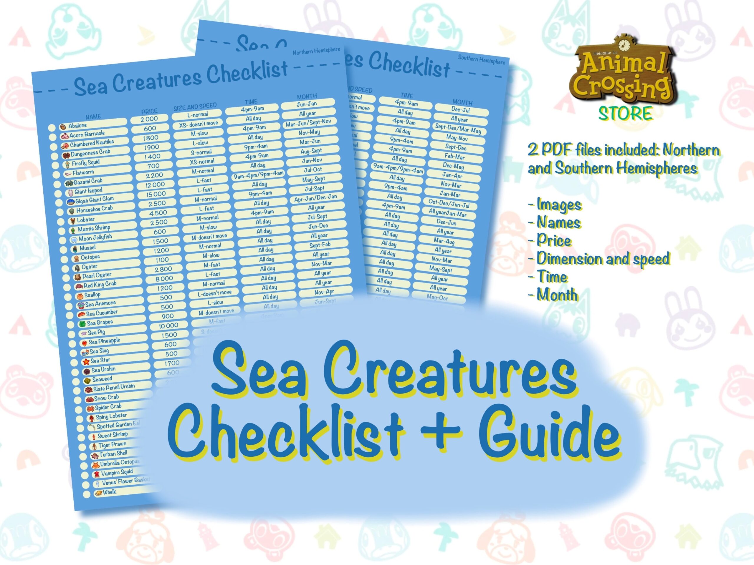 Animal Crossing Sea Creatures Checklist Northern And Southern Hemisphere Animal Crossing New Horizons Guide ACNH Game Printable List Etsy Denmark Animal Crossing Sea Creatures Checklist Northern And Southern Hemisphere Animal Crossing New Horizons Guide ACNH Game Printable List Etsy Denmark