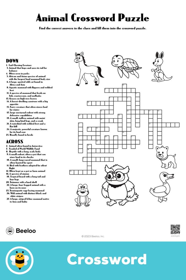 Animal Crossword Puzzle Animal Crossword Puzzle