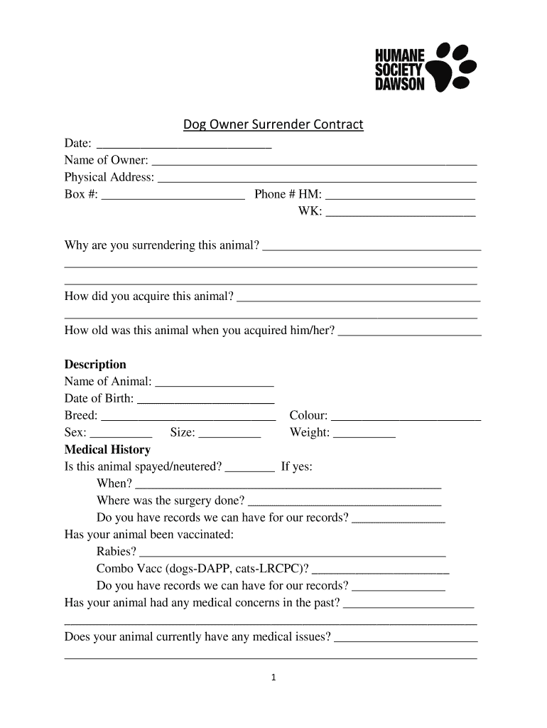 Animal Surrender Form Fill Out Sign Online DocHub Animal Surrender Form Fill Out Sign Online DocHub