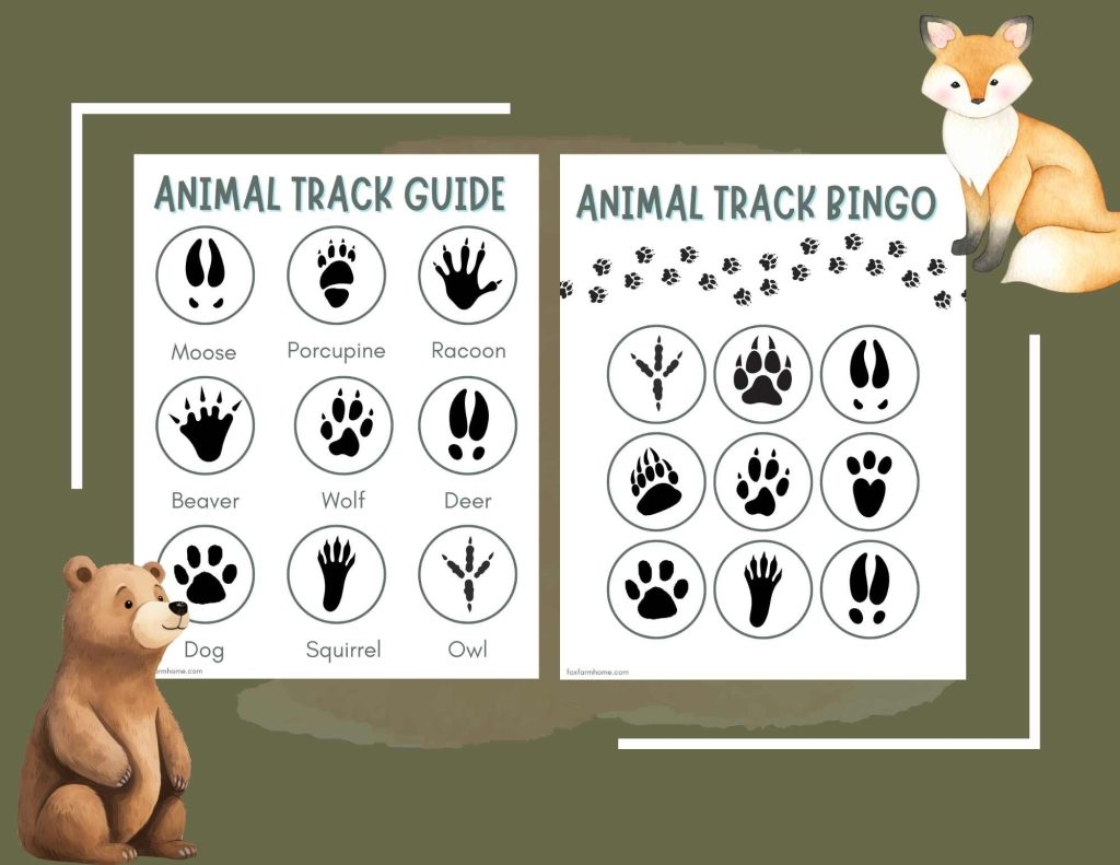 Animal Tracks Bingo Game For Kids Free Printables Fox Farm Home