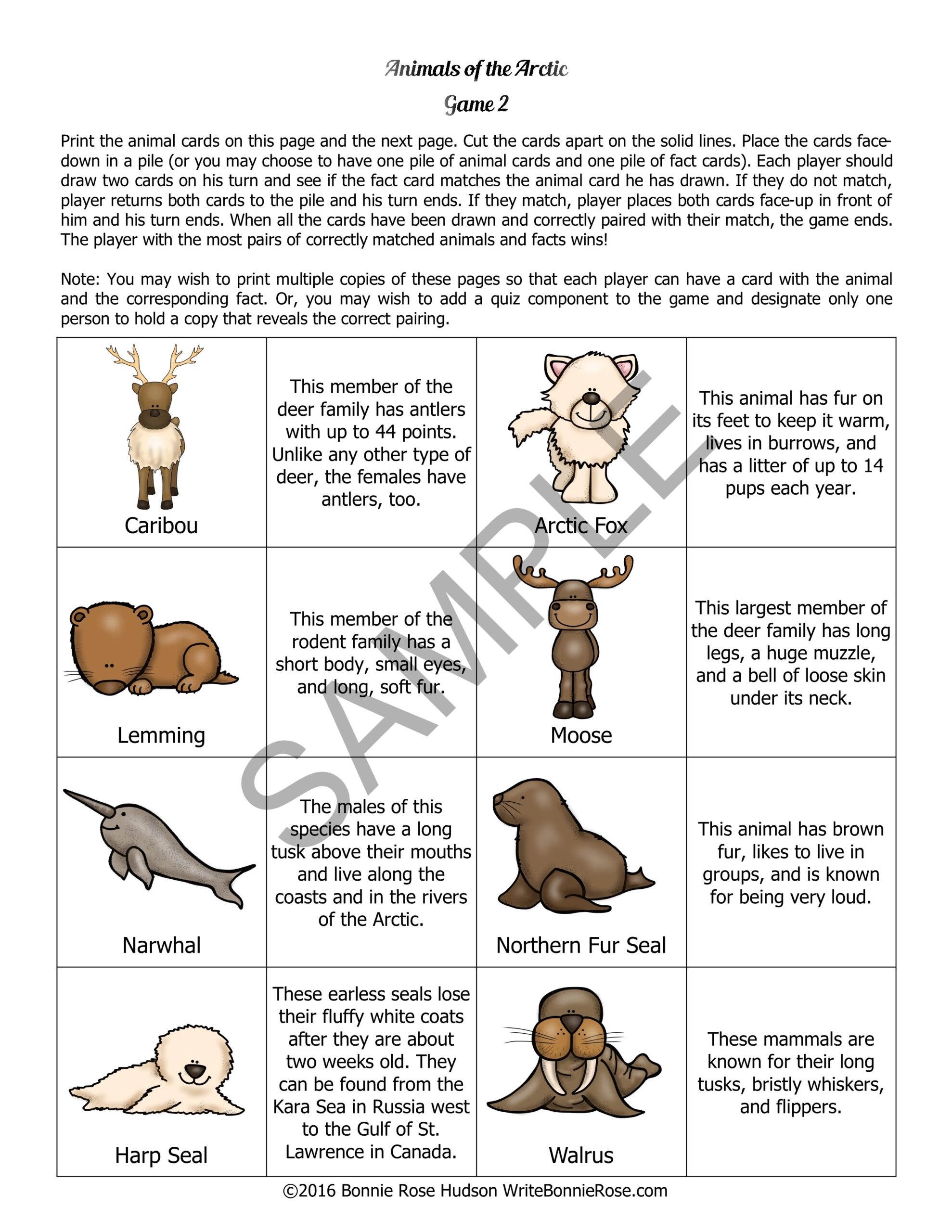 Animals Of The Arctic Animal Facts Matching Game Made By Teachers Animals Of The Arctic Animal Facts Matching Game Made By Teachers