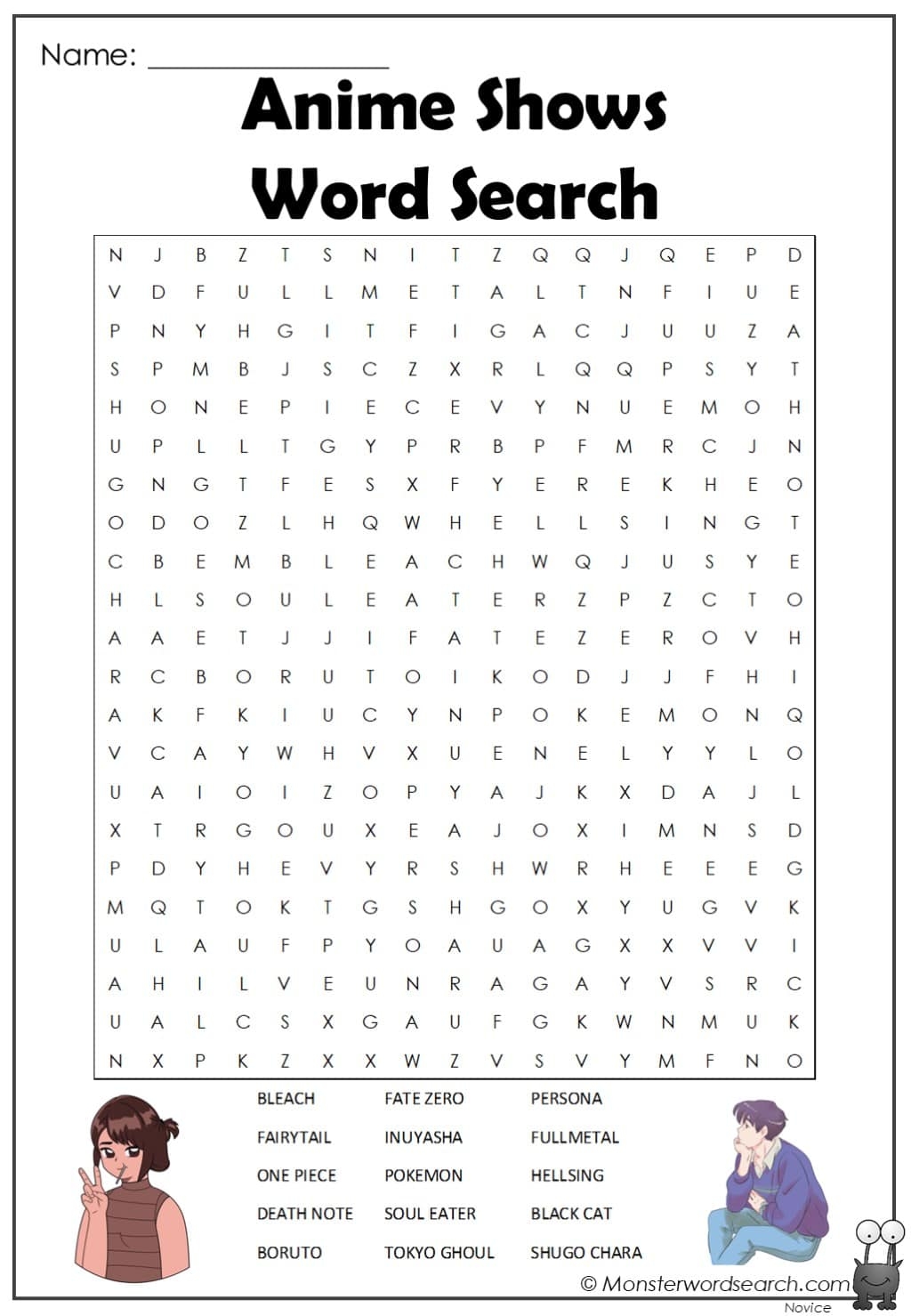 anime word search printable anime word search printable