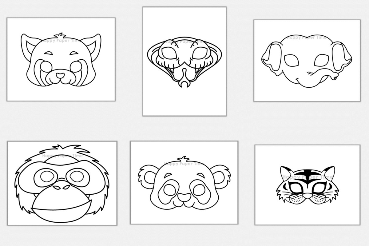 Asian Animal Paper Masks Printable Jungle Coloring Craft Activity Costume Made By Teachers Asian Animal Paper Masks Printable Jungle Coloring Craft Activity Costume Made By Teachers