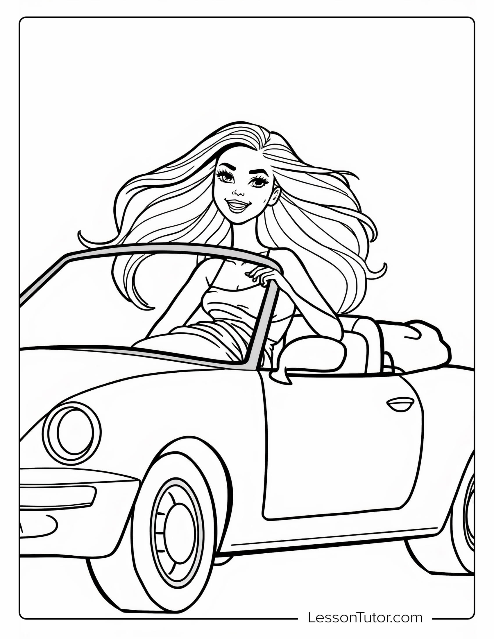 barbie car coloring page barbie car coloring page
