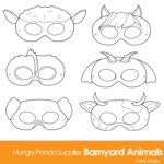 Barnyard Animals Printable Coloring Masks Farm Animal Mask Animal Costume Cow Mask Sheep Mask Goat Mask Pig Mask Horse Mask Etsy