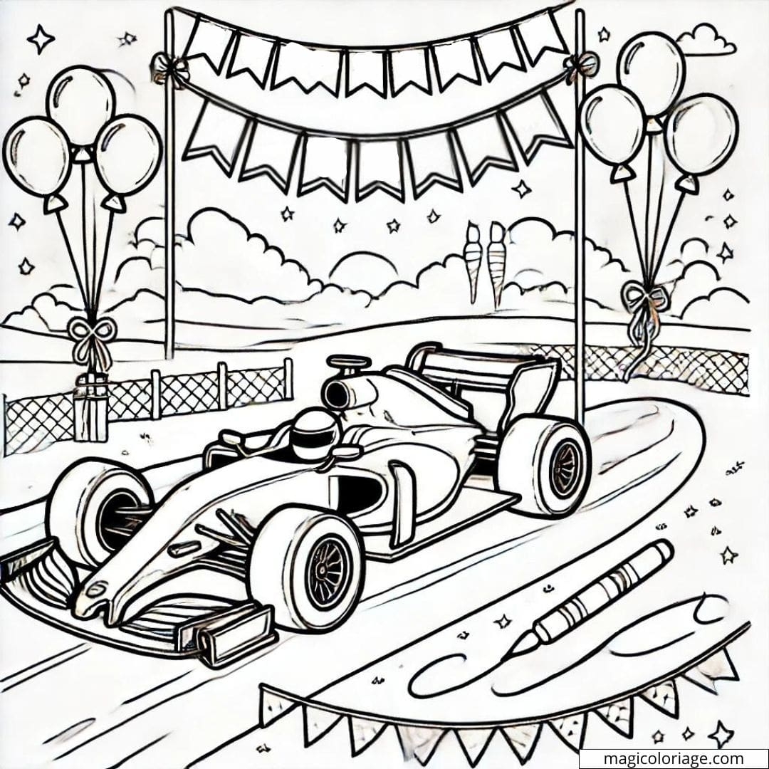 Birthday Coloring Page With Racing Car To Print Birthday Coloring Page With Racing Car To Print