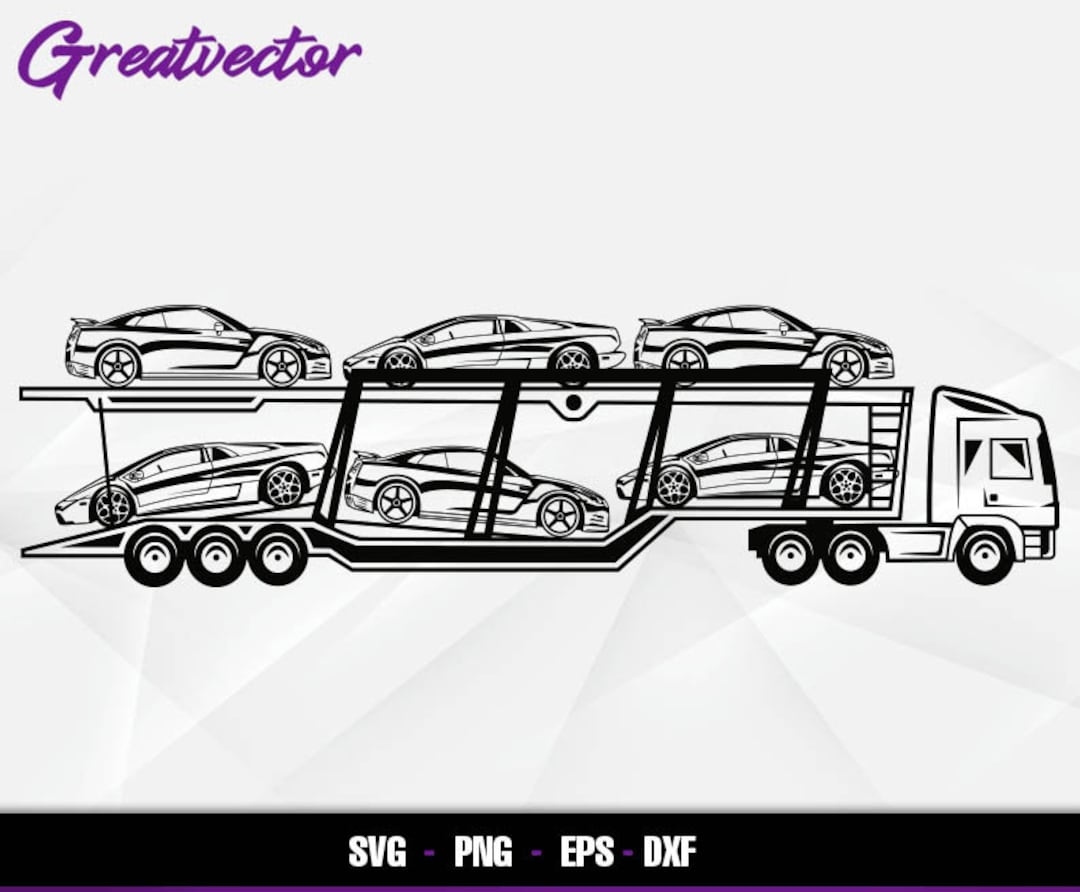Car Hauler Loaded L EPS SVG PNG Dxf L Vector Art Etsy Car Hauler Loaded L EPS SVG PNG Dxf L Vector Art Etsy