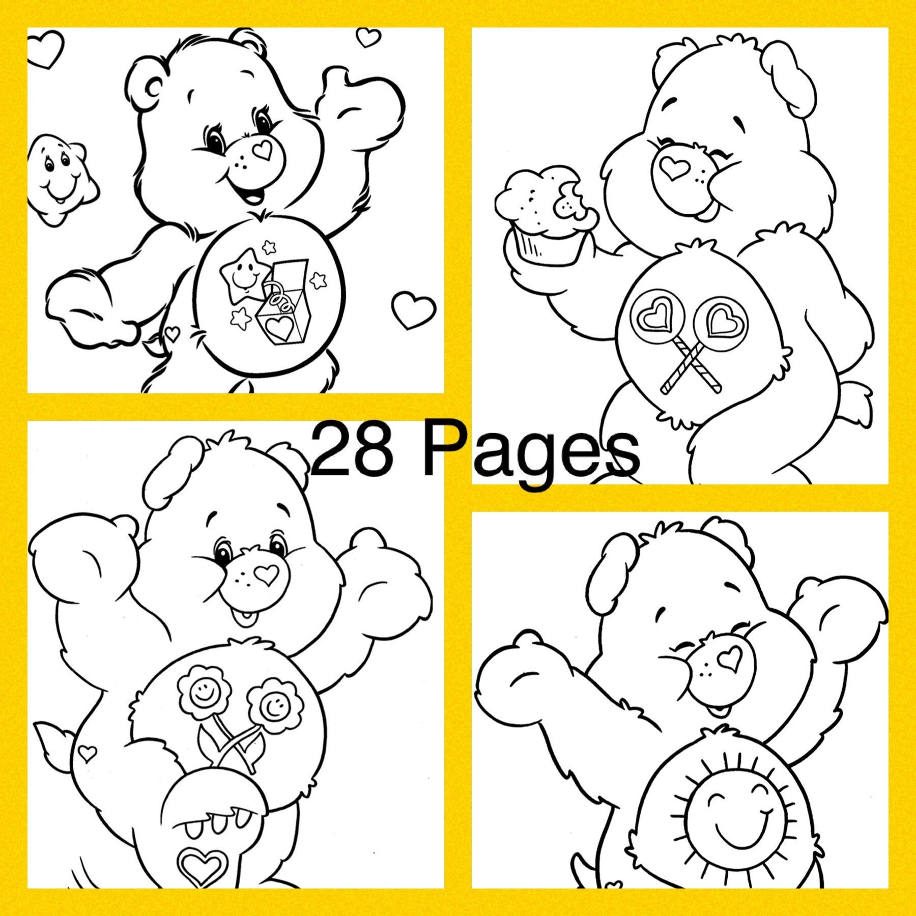Care Bear Printable Coloring Pages Etsy
