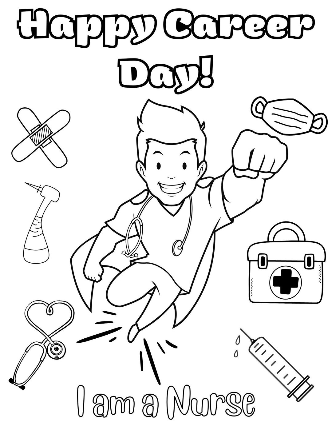 Career Coloring Sheet Male Super Nurse Print At Home Etsy Career Coloring Sheet Male Super Nurse Print At Home Etsy