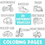 Cars Coloring Page Coloring Activities Cars Transportation Vehicles Community Helpers Coloring Book Printable Homeschool Etsy