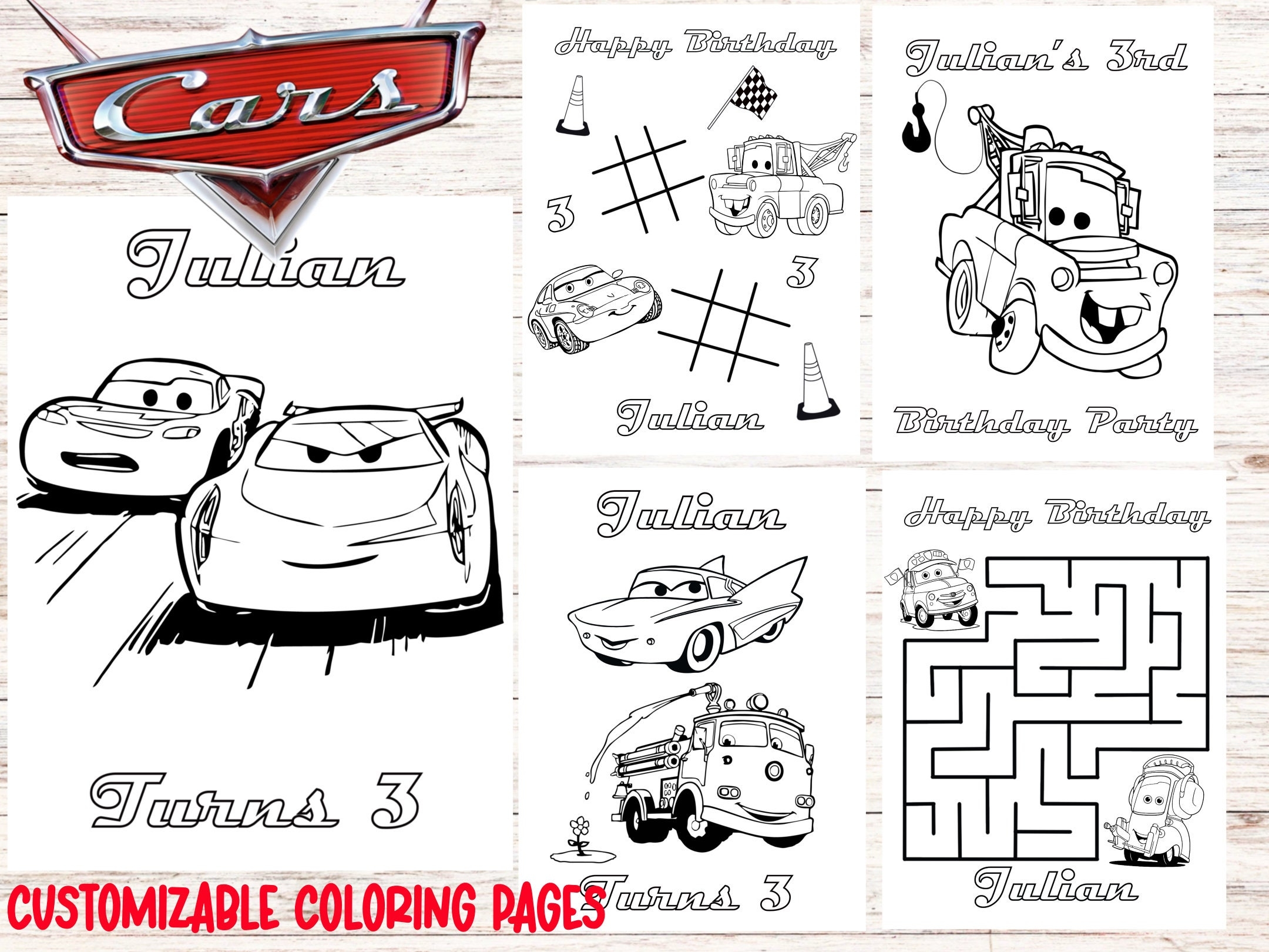 Cars Coloring Pages Etsy Cars Coloring Pages Etsy
