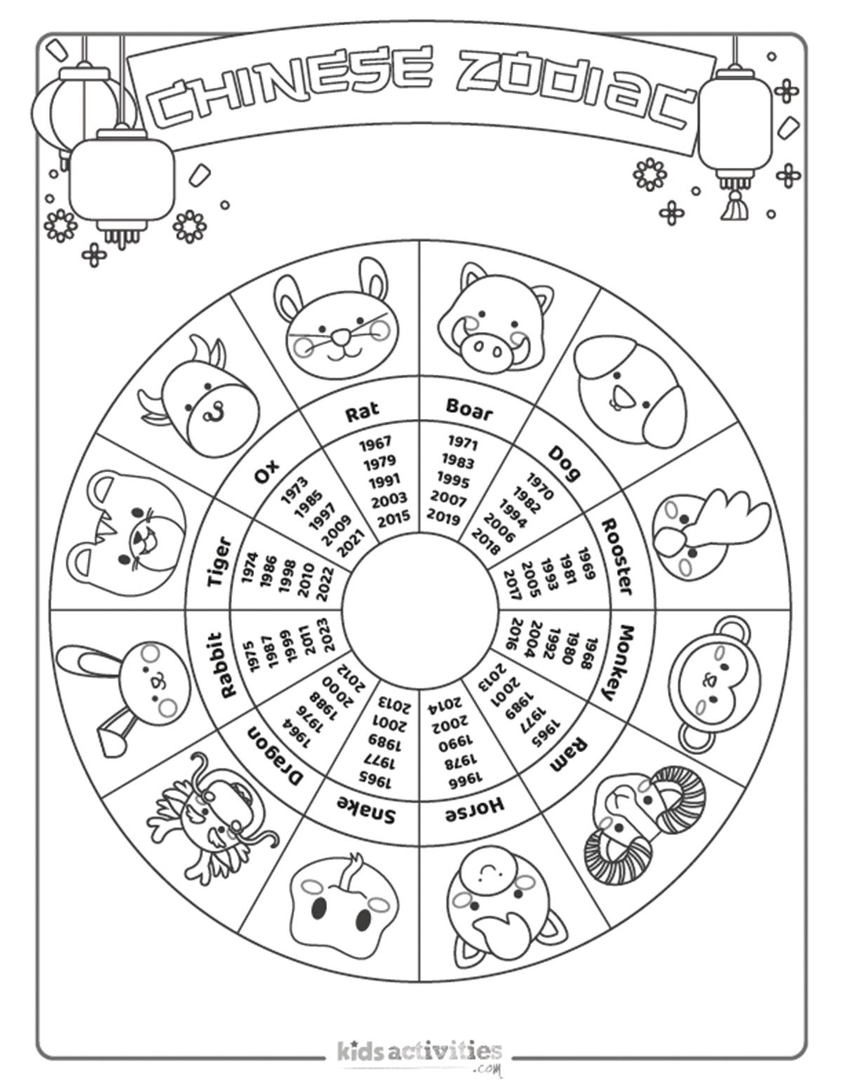 Chinese Zodiac Printables To Color Kids Activities Blog Chinese Zodiac Printables To Color Kids Activities Blog