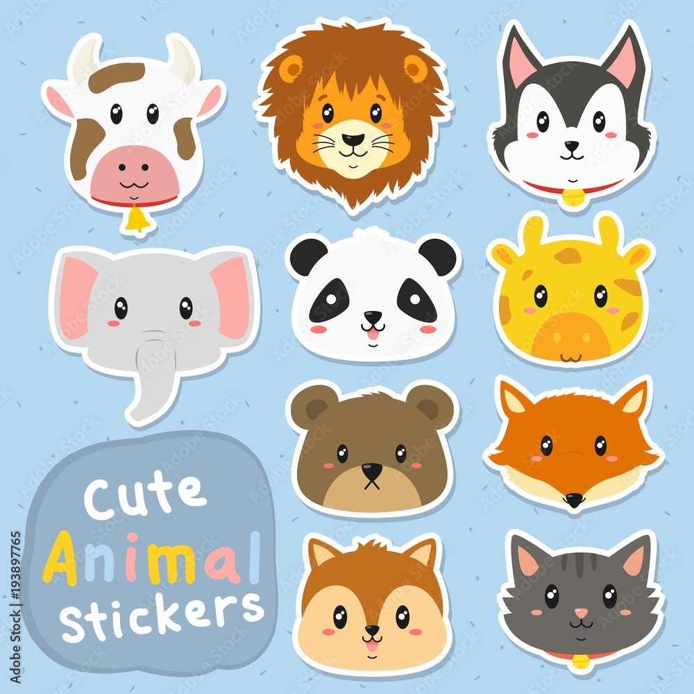 Cute And Funny Animals Stickers Vector Set Printable Cute Animals Stickers Template Cartoon Vector Stock Vector Adobe Stock Cute And Funny Animals Stickers Vector Set Printable Cute Animals Stickers Template Cartoon Vector Stock Vector Adobe Stock