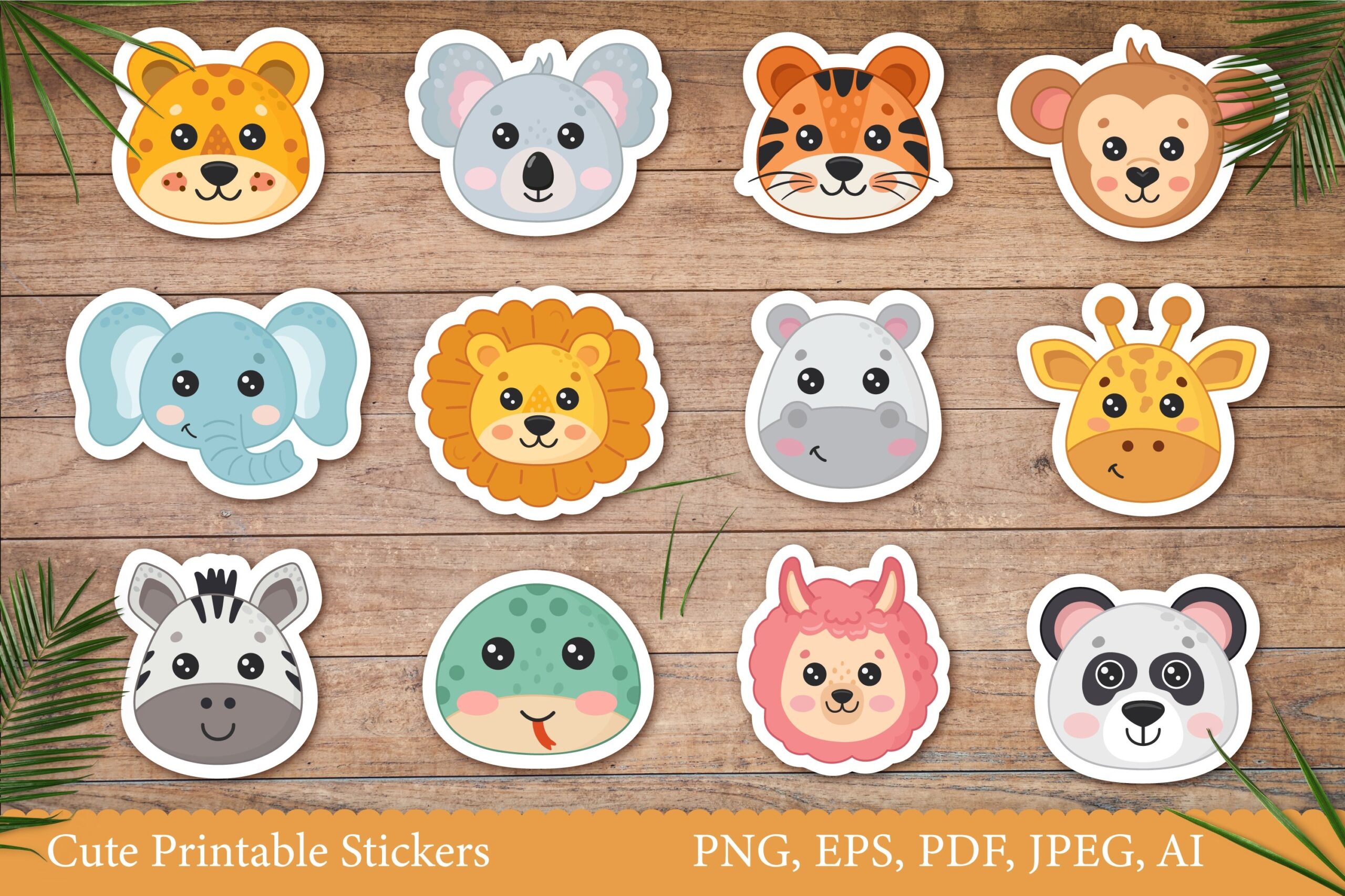 Cute Animal Faces Printable Stickers Stickers For Cricut Cute Animal Faces Printable Stickers Stickers For Cricut