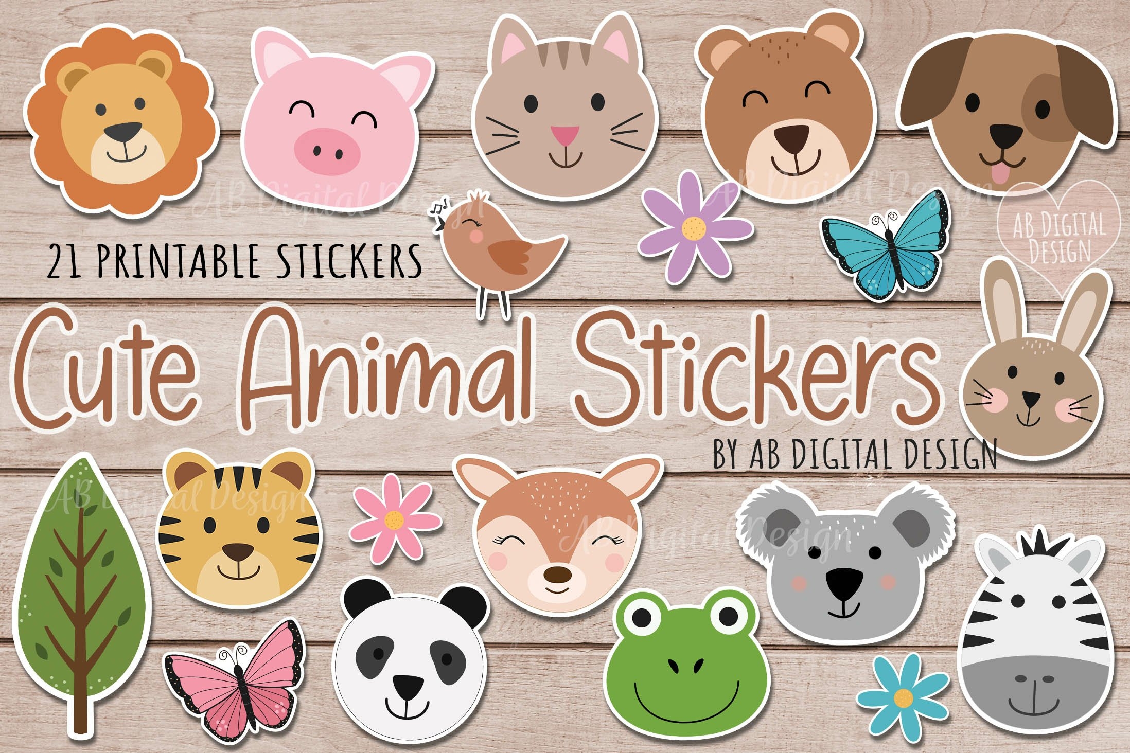Cute Animals Sticker Bundle Printable Stickers For Kids Cute Animals Sticker Bundle Printable Stickers For Kids