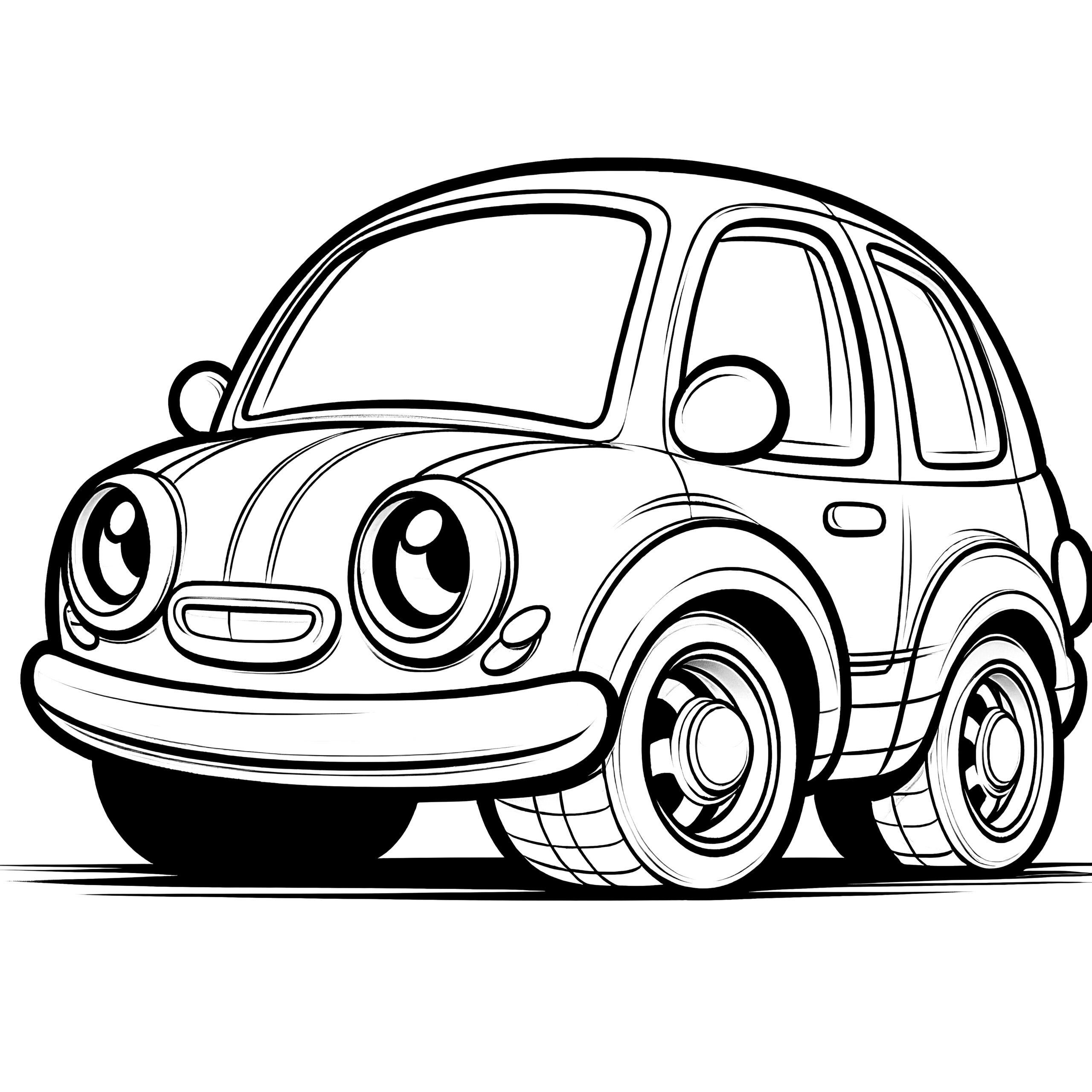 Cute Car With Eyes Simple Coloring Template For Children Free Cute Car With Eyes Simple Coloring Template For Children Free