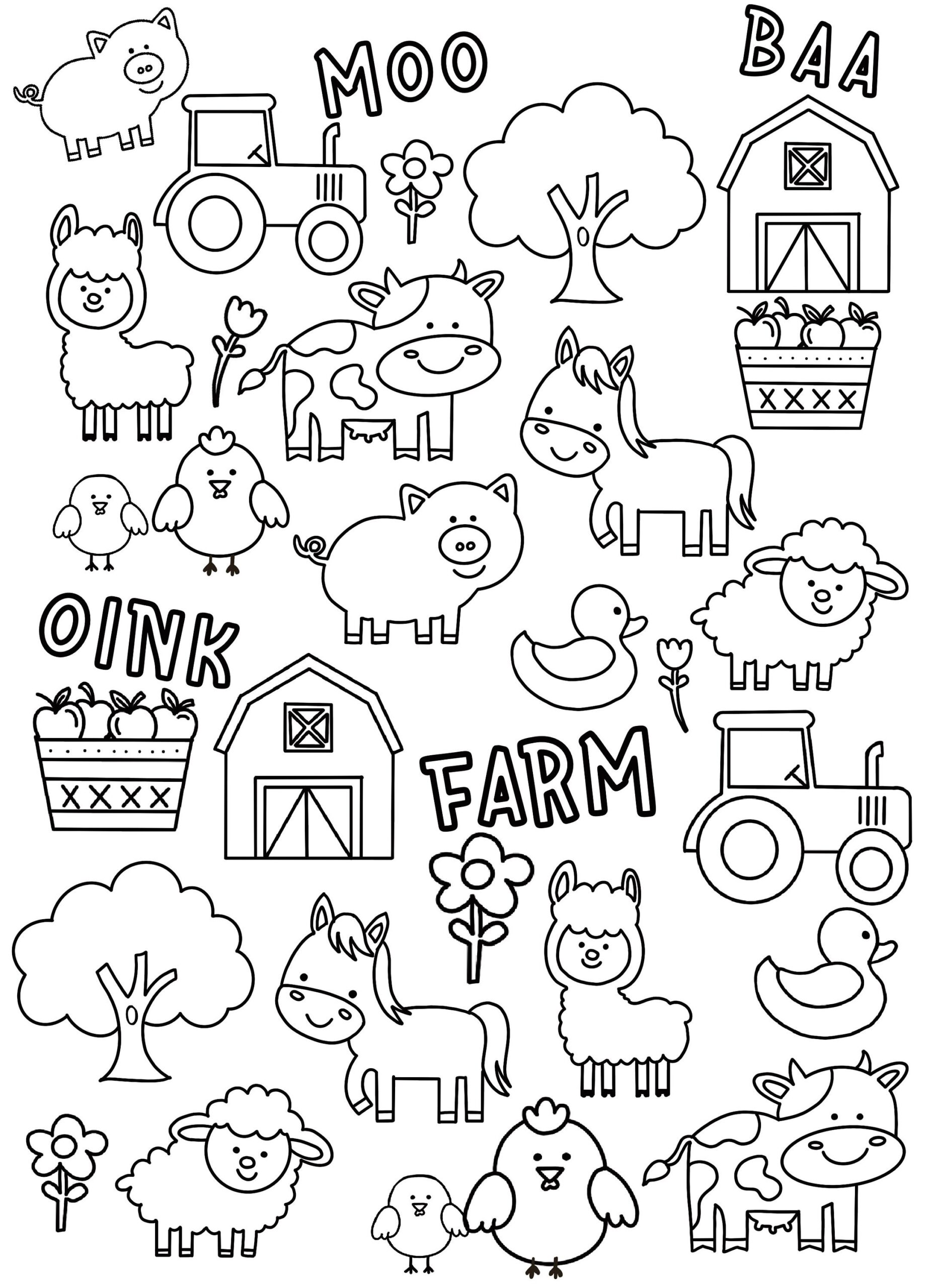Cute Farm Animals Coloring Page Barnyard Fun PDF Etsy Cute Farm Animals Coloring Page Barnyard Fun PDF Etsy