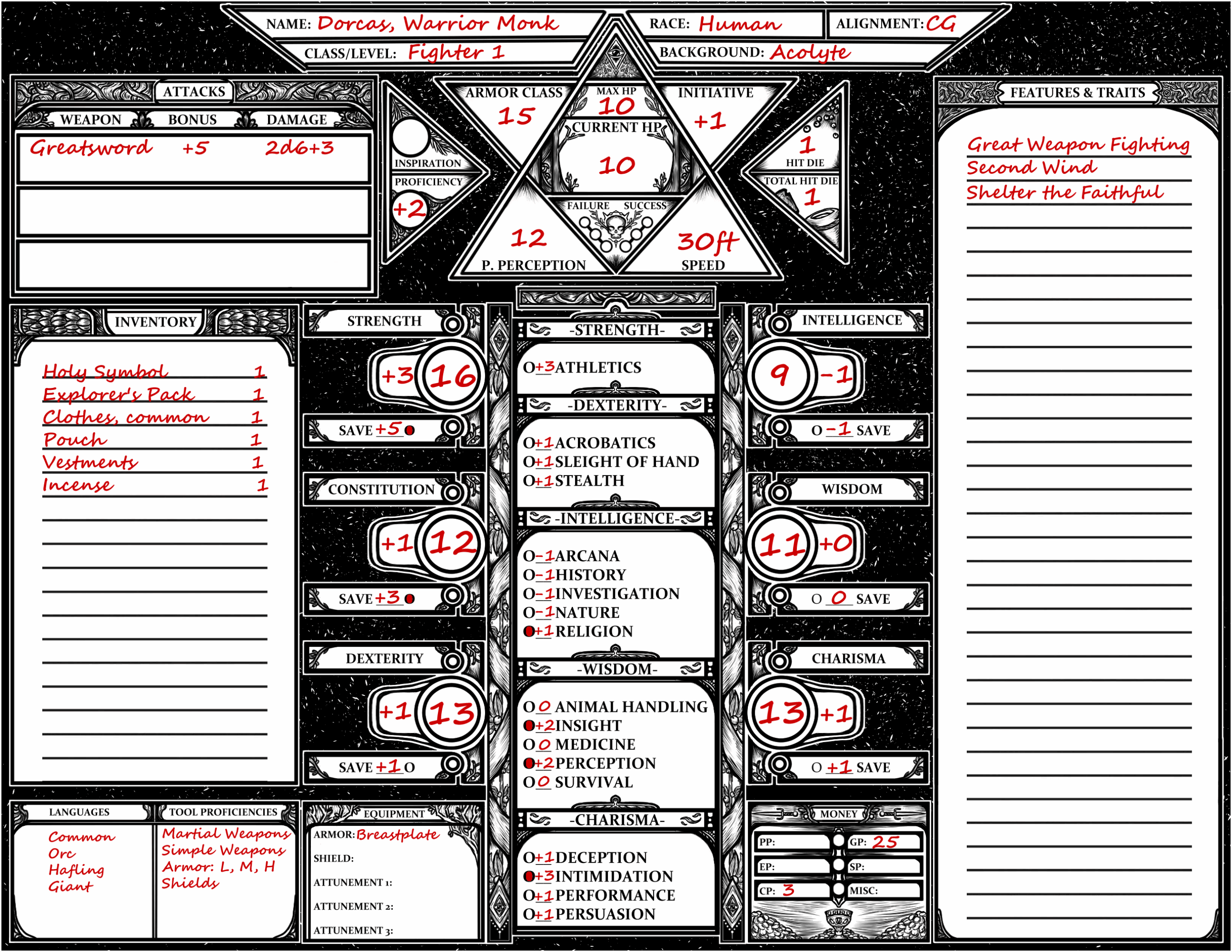 5e character sheet printable 5e character sheet printable