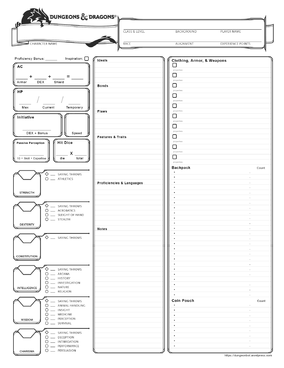 D d One Page Character Sheet Download Printable PDF Templateroller D d One Page Character Sheet Download Printable PDF Templateroller