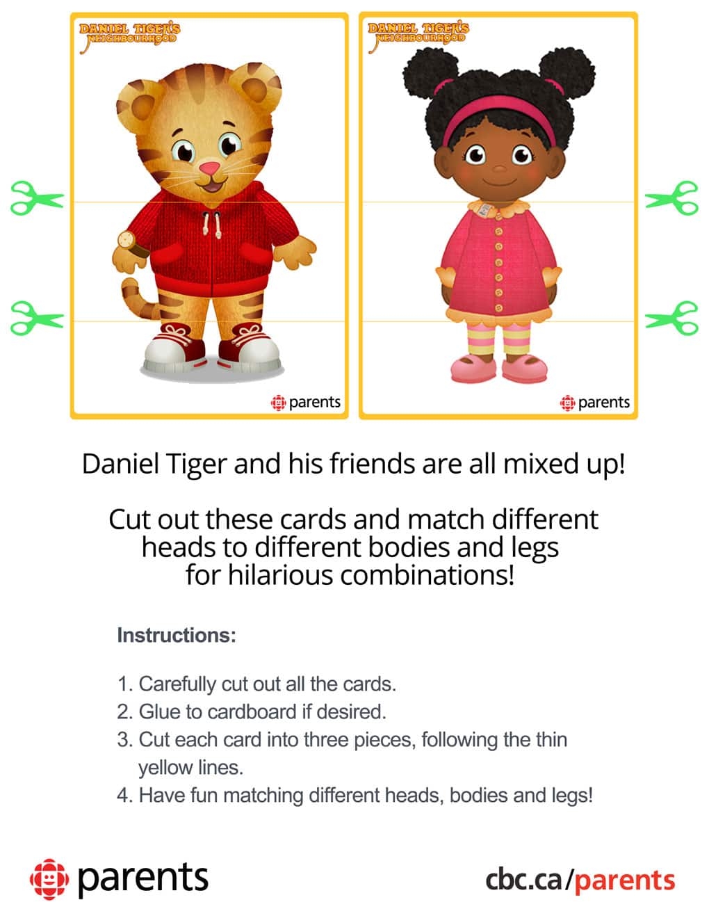 Daniel Tiger Mix and Match Printable Play Cards Play CBC Parents Daniel Tiger Mix and Match Printable Play Cards Play CBC Parents
