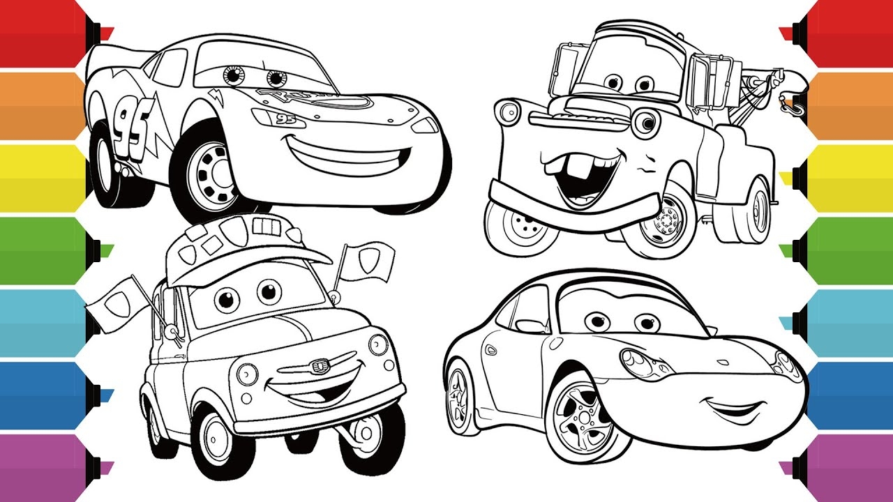 Disney Cars Coloring Pages Lightning McQueen Mater Sally Luigi YouTube Disney Cars Coloring Pages Lightning McQueen Mater Sally Luigi YouTube