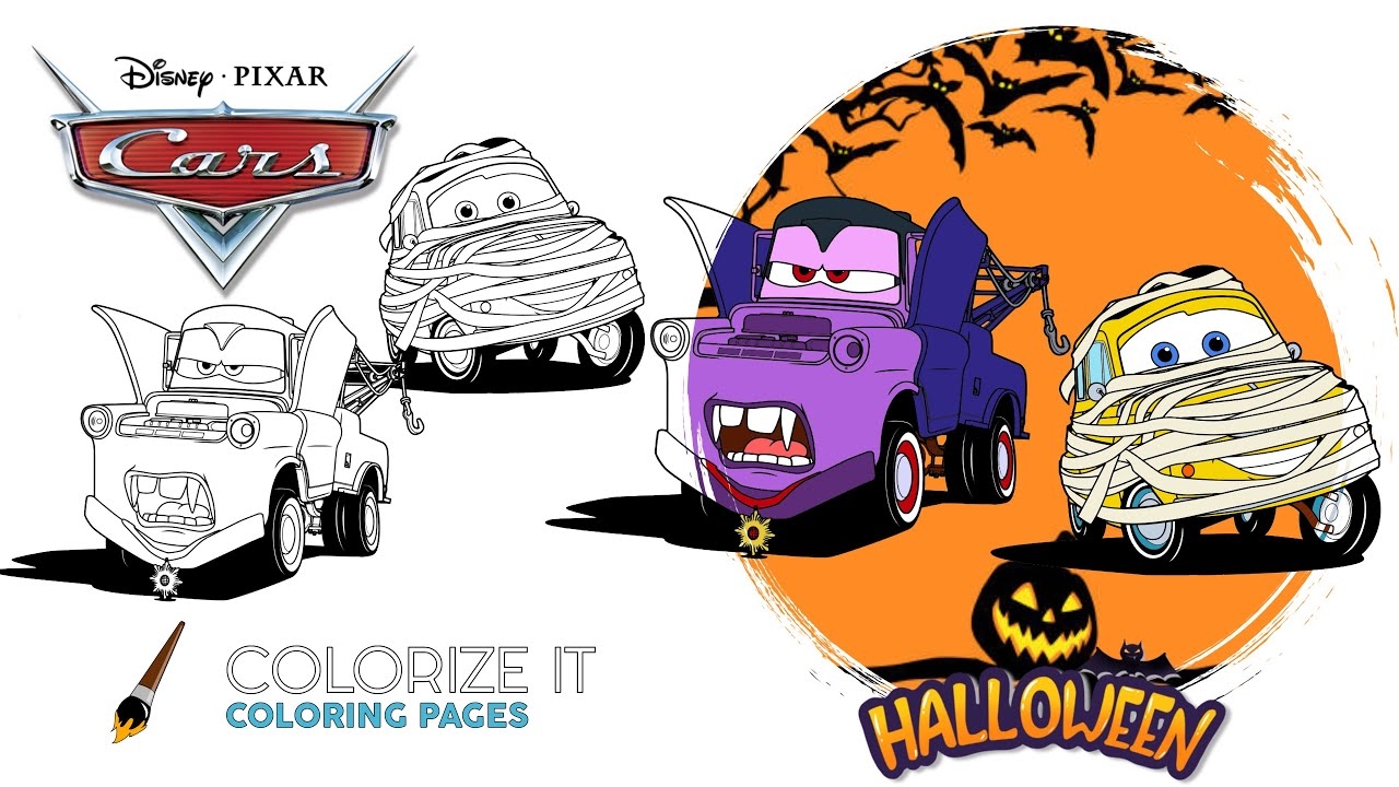 Disney Cars Halloween Coloring Book Halloween Special Monster Cars YouTube