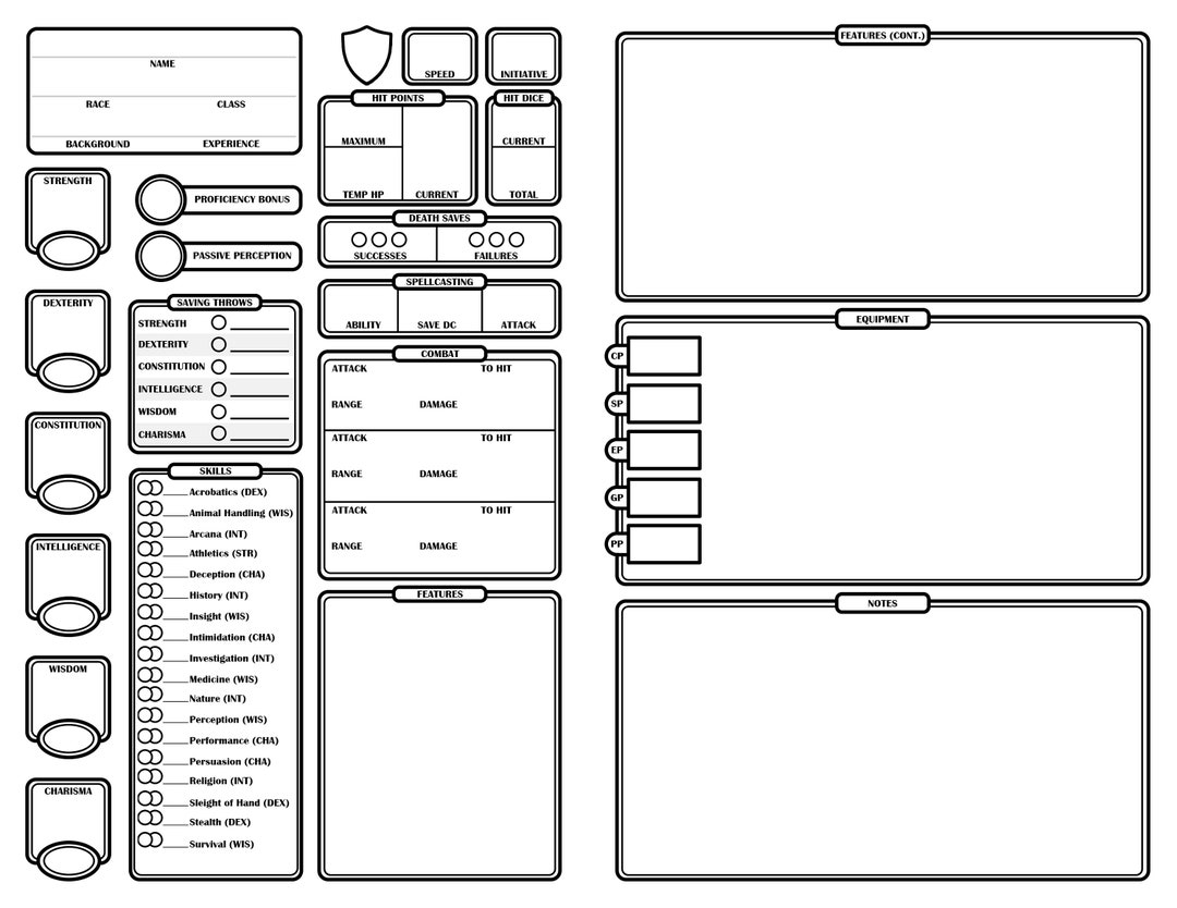 Dnd 5E Character Sheet Compact Half Sheet PDF Etsy Dnd 5E Character Sheet Compact Half Sheet PDF Etsy