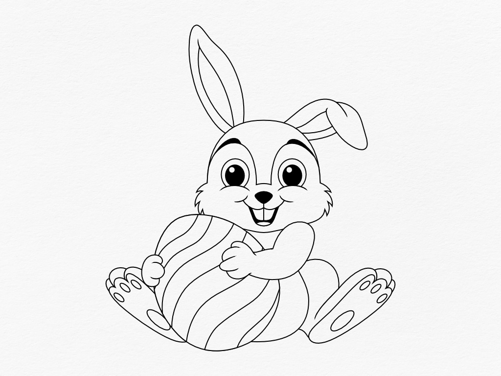 easter bunny with eggs coloring page
