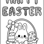 Easter Bunny In A Basket Coloring Page Free Printable PDF For Kids Ezpzlearn