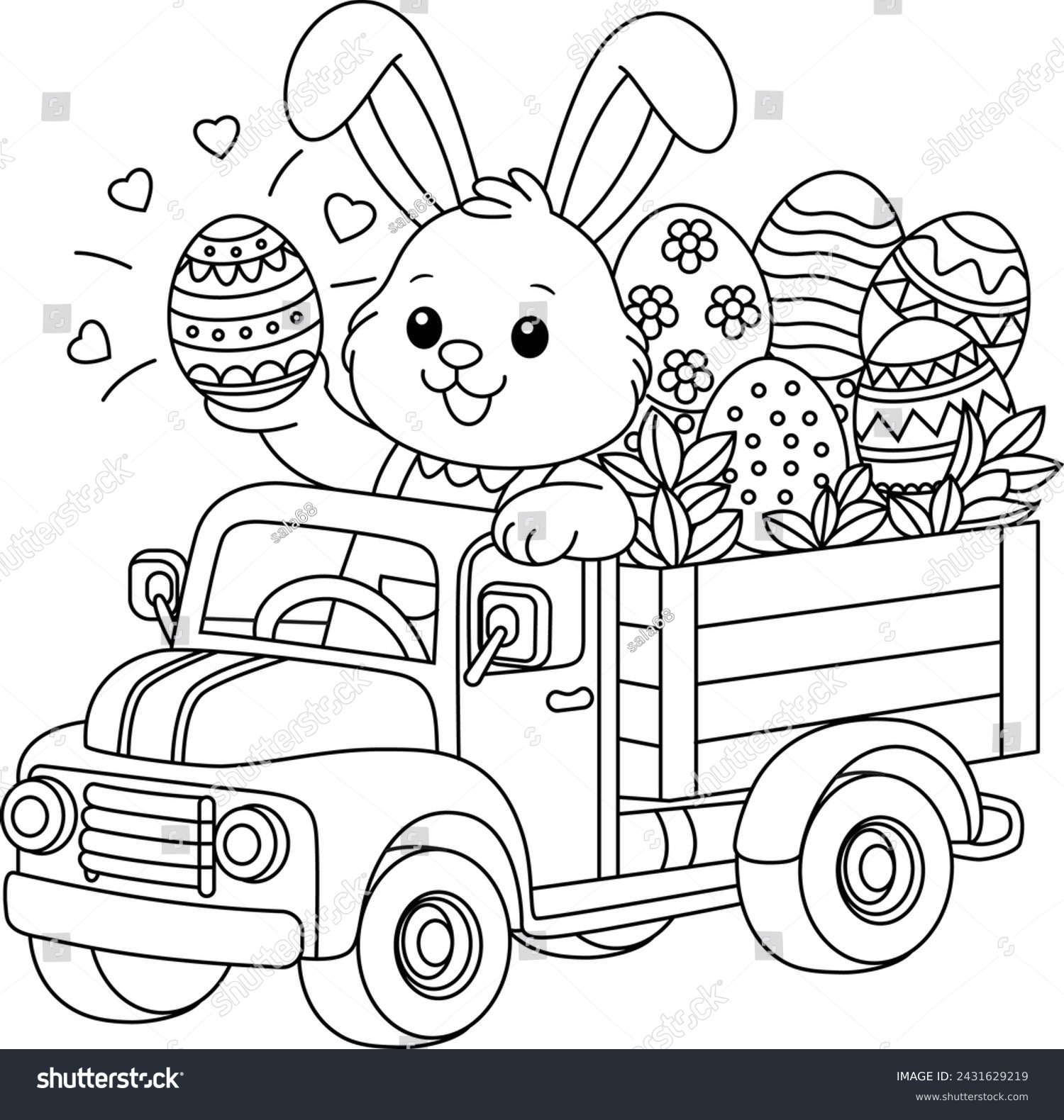 Easter Bunny Rides Truck Easter Eggs Stock Vector Royalty Free 2431629219 Shutterstock