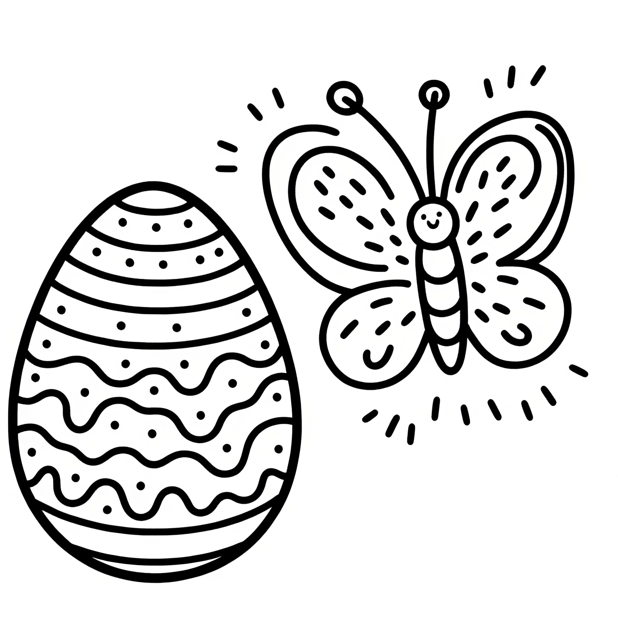 Easter Egg With Friendly Butterfly Coloring Page For Download Free Easter Egg With Friendly Butterfly Coloring Page For Download Free