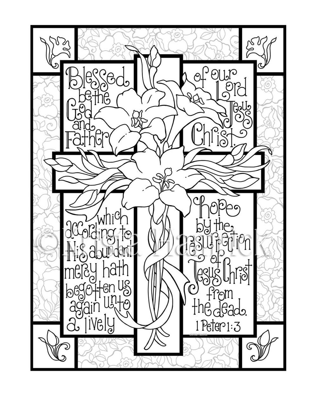 Easter Lily Cross Coloring Page In Two Sizes 8 5X11 Bible Journaling Tip in 6X8 Etsy Easter Lily Cross Coloring Page In Two Sizes 8 5X11 Bible Journaling Tip in 6X8 Etsy