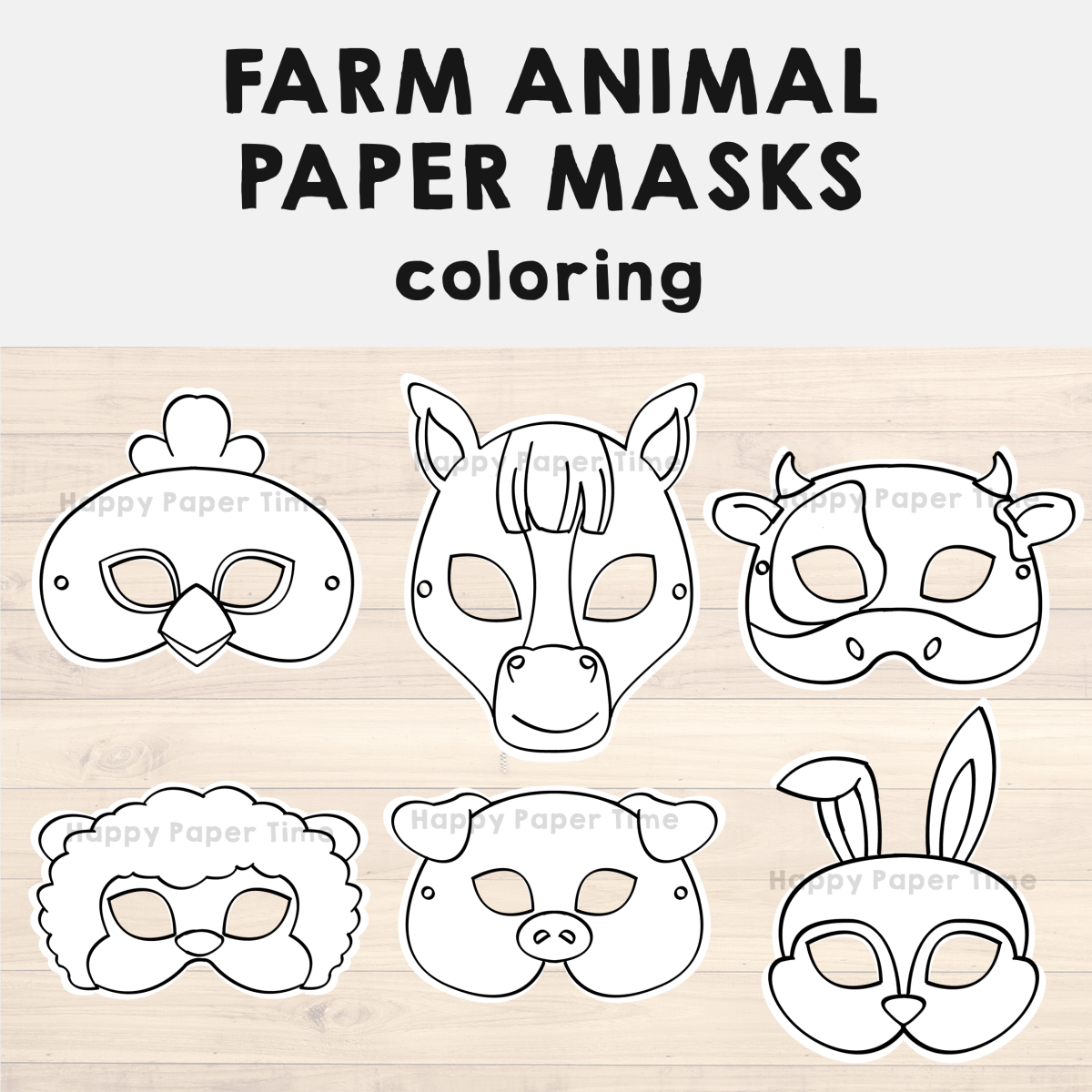 Farm Animal Paper Masks Printable Coloring Craft Activity Costume Template Made By Teachers Farm Animal Paper Masks Printable Coloring Craft Activity Costume Template Made By Teachers