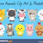 Farm Animals Clip Art Printables Set Clipart Animals Nursery Baby Shower Animals Horse Duck Rooster Pig Dog Cat Cow Etsy