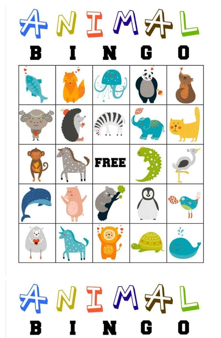 animal bingo game printable