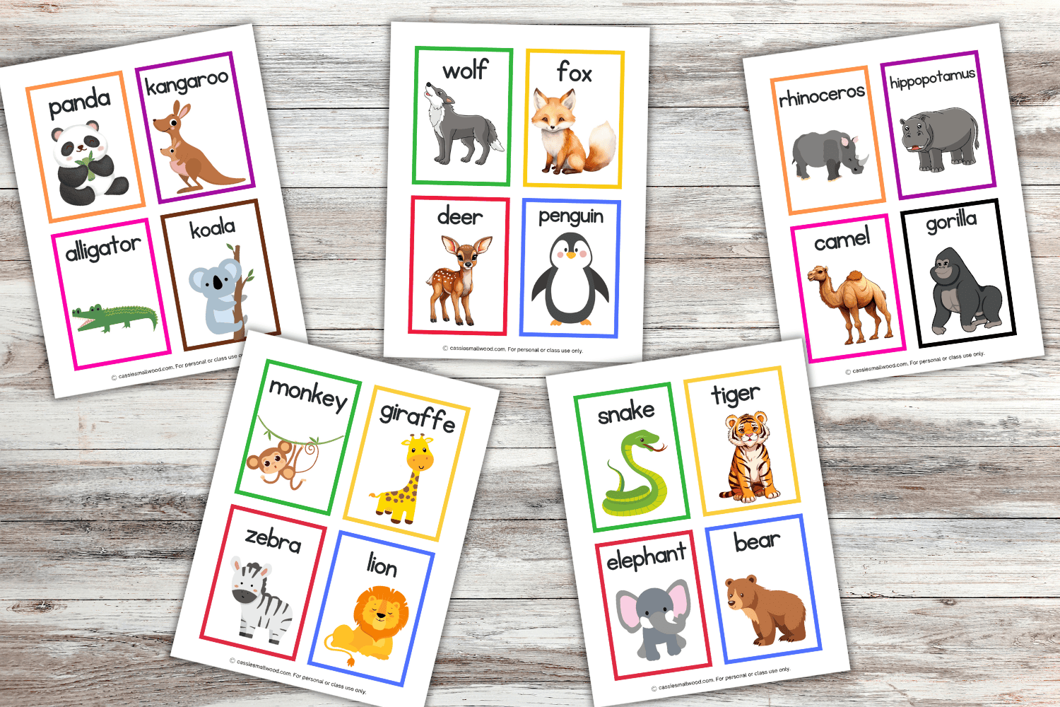 FREE Printable Animal Flash Cards For Preschool Kids Cassie Smallwood