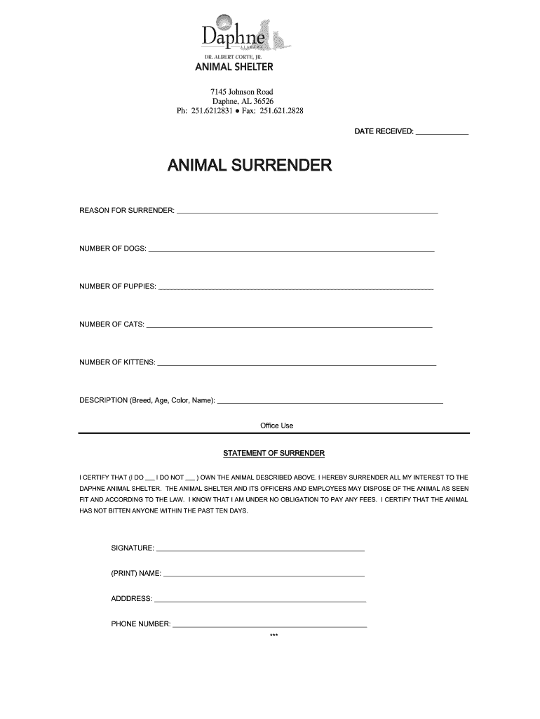 Free Printable Animal Surrender Form Fill Out Sign Online DocHub Free Printable Animal Surrender Form Fill Out Sign Online DocHub
