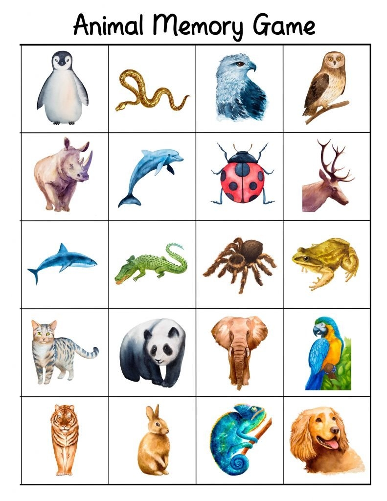 Free Printable Bilingual Animal Matching Cards Memory Game