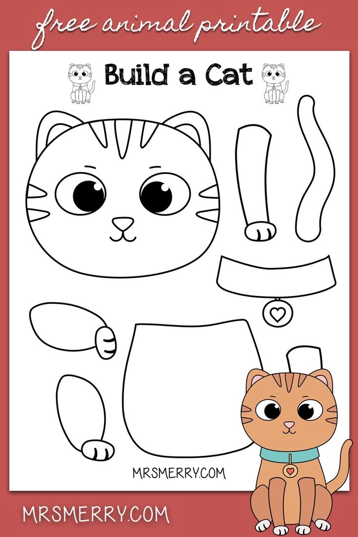 Free Printable For Kids Build A Cat Kids Craft Mrs Merry Free Printable For Kids Build A Cat Kids Craft Mrs Merry