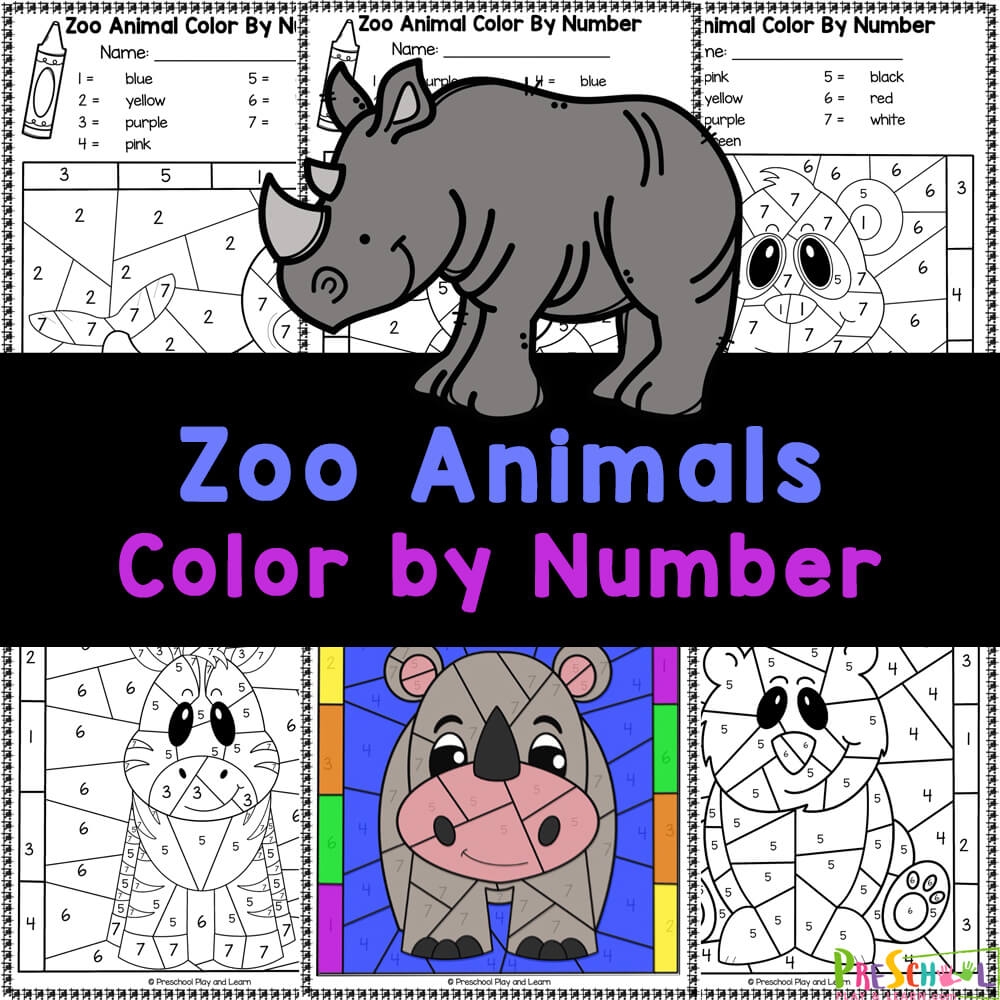 FREE Printable Zoo Animals Color By Number Worksheets FREE Printable Zoo Animals Color By Number Worksheets