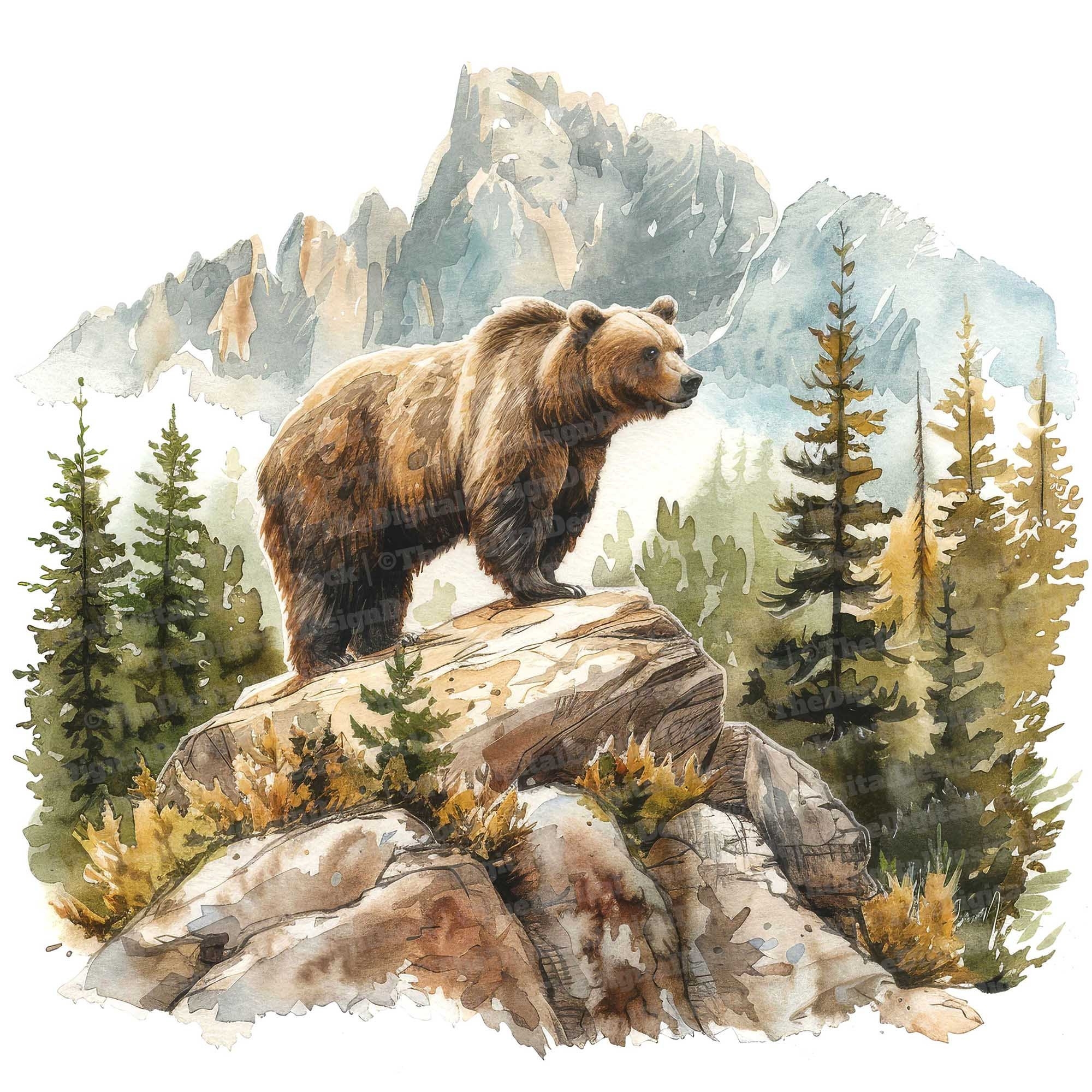 Grizzly Bears Clipart 12 Jpgs Brown Bear Clip Art Printable Image Illustration Wall Art Digital Download Junk Journals Graphics Etsy