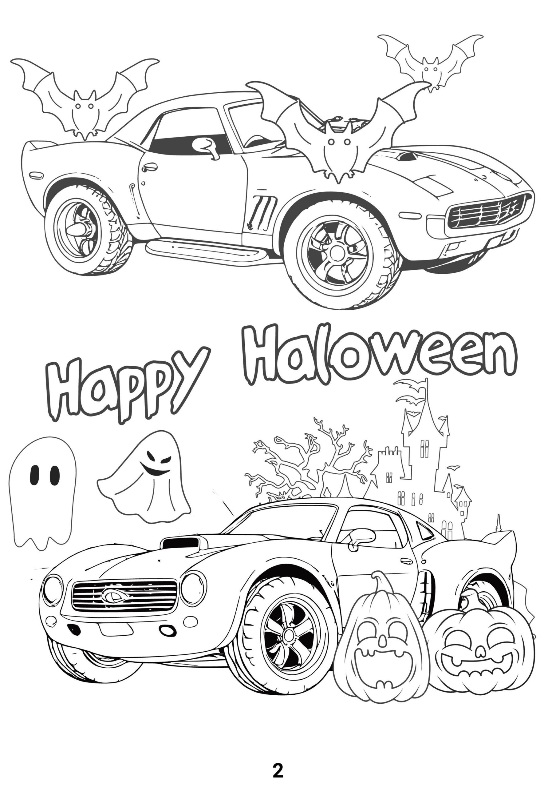 Halloween Cars Coloring Book Printable Pdf Book Coloring Pages With Cars And Helloween Attributes A4 Print Anywhere Halloween Gift Etsy