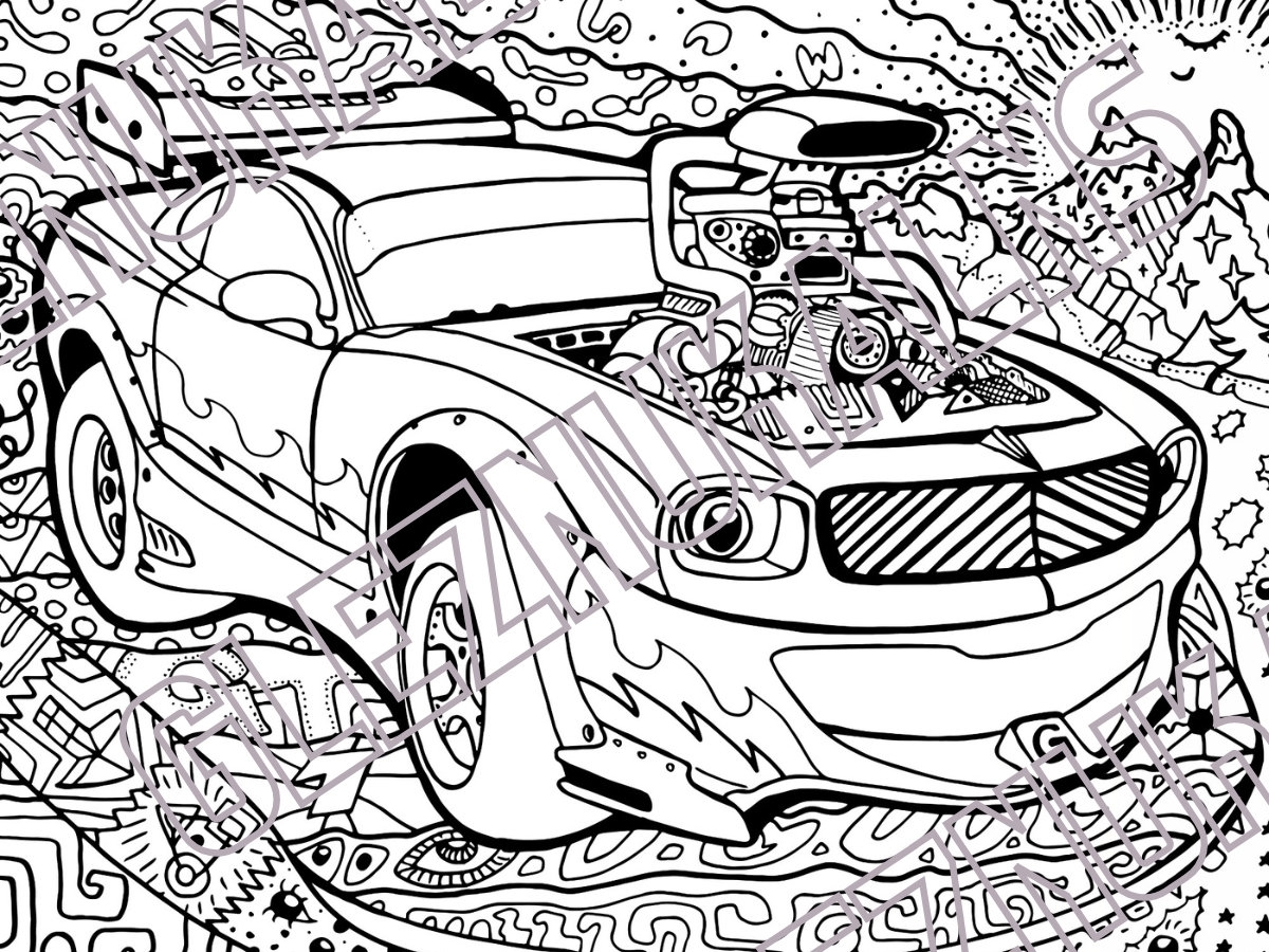 Hand drawn Muscle Cars Coloring Pages With 33 Detailed Designs Digital Download Printable Adult Coloring Book PDF Original Artist Etsy