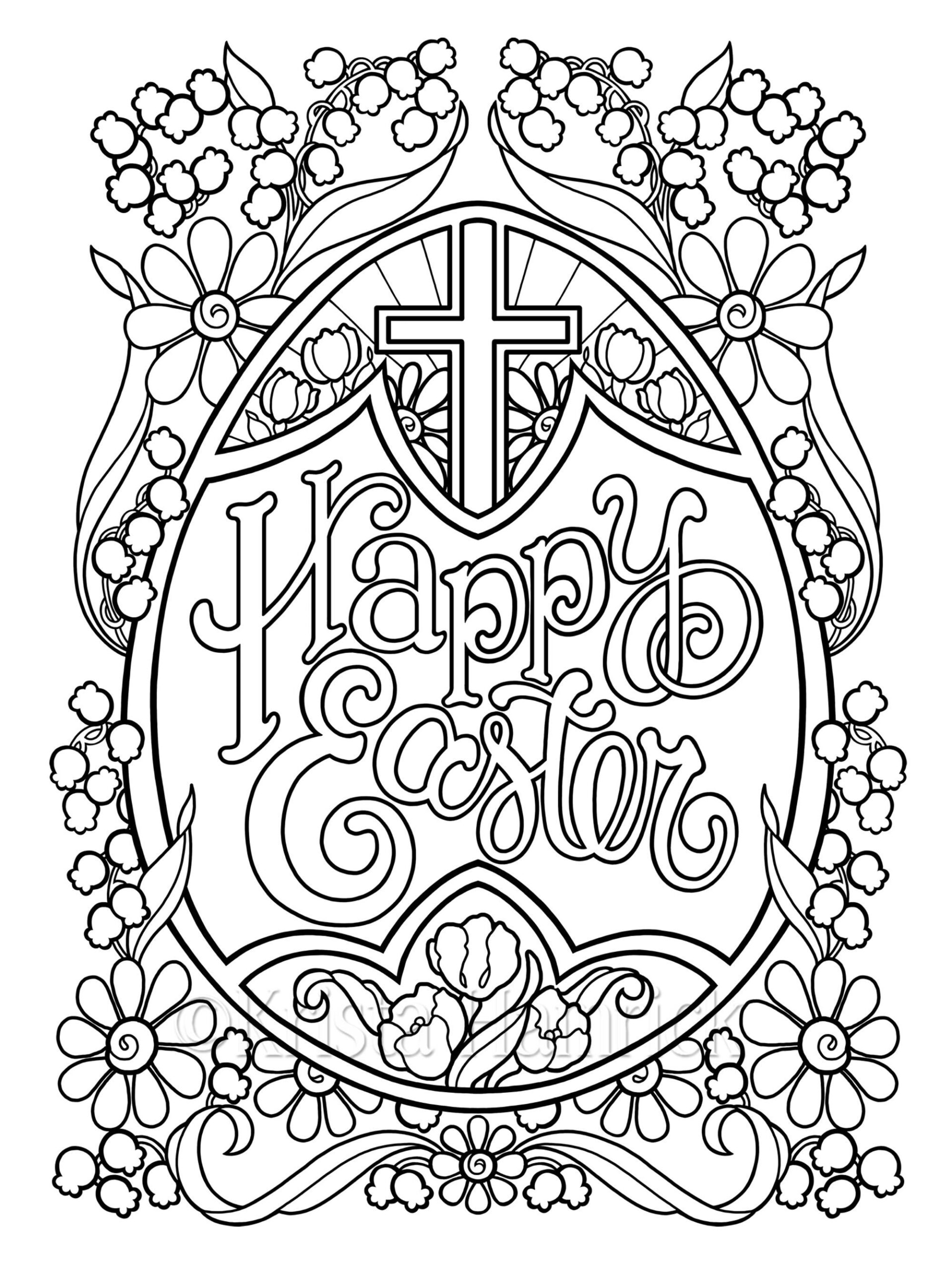 Happy Easter Egg Coloring Page In Two Sizes 8 5X11 And 5X7 For Card Making Etsy Happy Easter Egg Coloring Page In Two Sizes 8 5X11 And 5X7 For Card Making Etsy