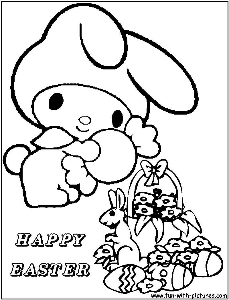 Hellokitty Easter Coloring Page Hellokitty Easter Coloring Page